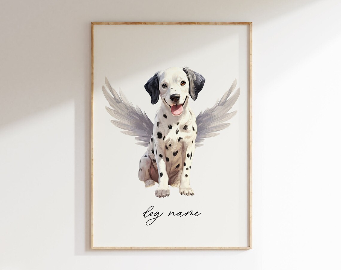 Dalmatian Dog Memorial Rainbow Bridge Print Pet Loss Memorial Portrait Angel Dog Print Pet Loss Sympathy Gift Custom Dog Memorial Gift