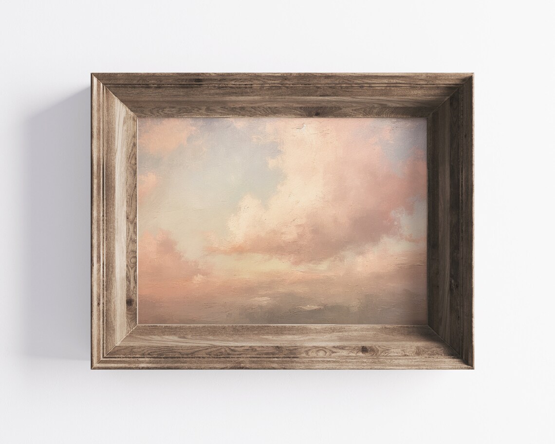 Dreamy Blush Pink Cloud Abstract Oil Painting Soft Sky Poster - Image 2
