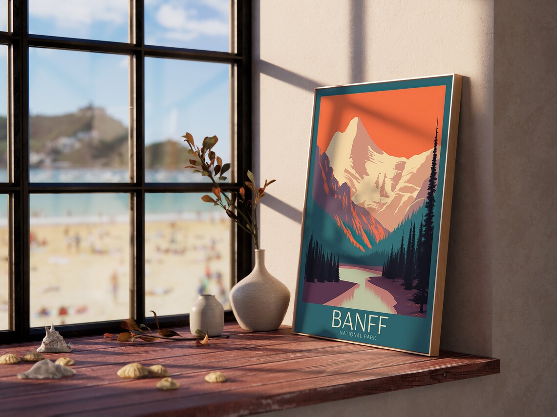 Banff National Park Snowy Mountain Retro Travel Style Poster - Image 3