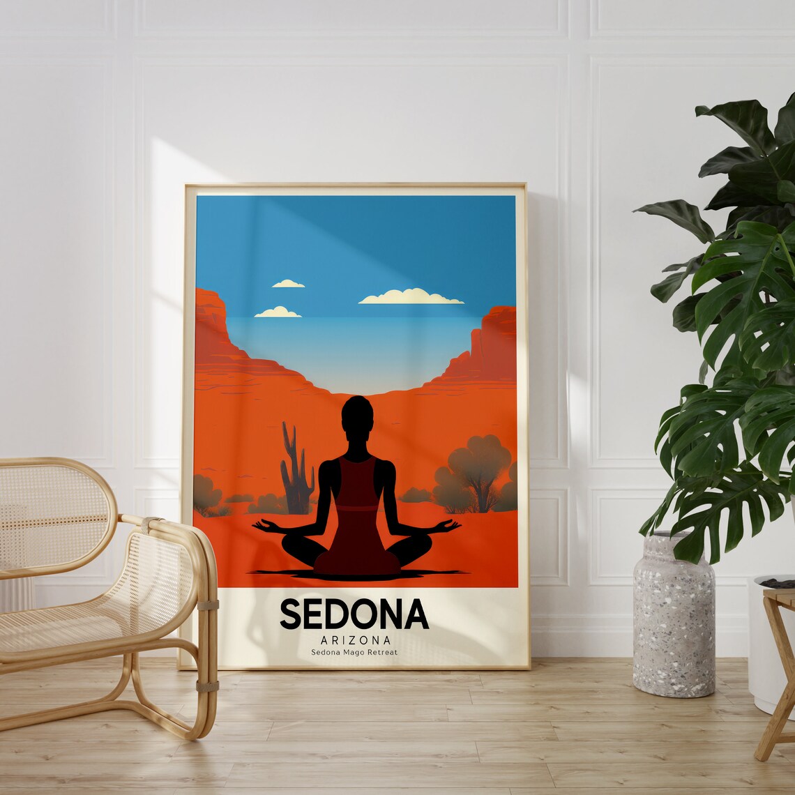Sedona Arizona Retro Yoga Retreat Travel Poster Desert Sunset Art - Image 4