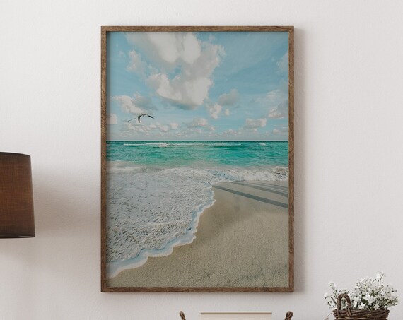 Serene Turquoise Ocean Aerial Beach Photography Coastal Wall Art