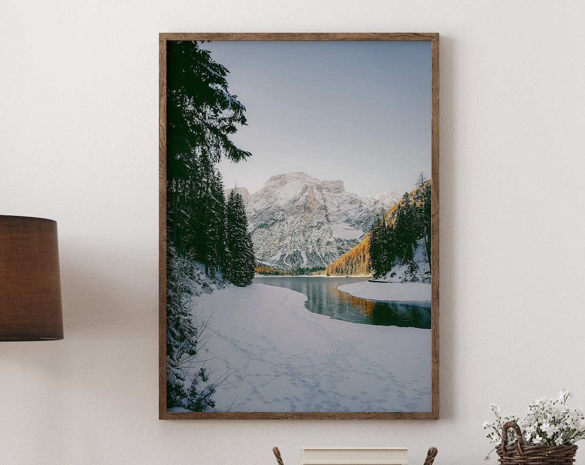Lake Tahoe Winter Snowy Mountain Lake Landscape Photo Poster