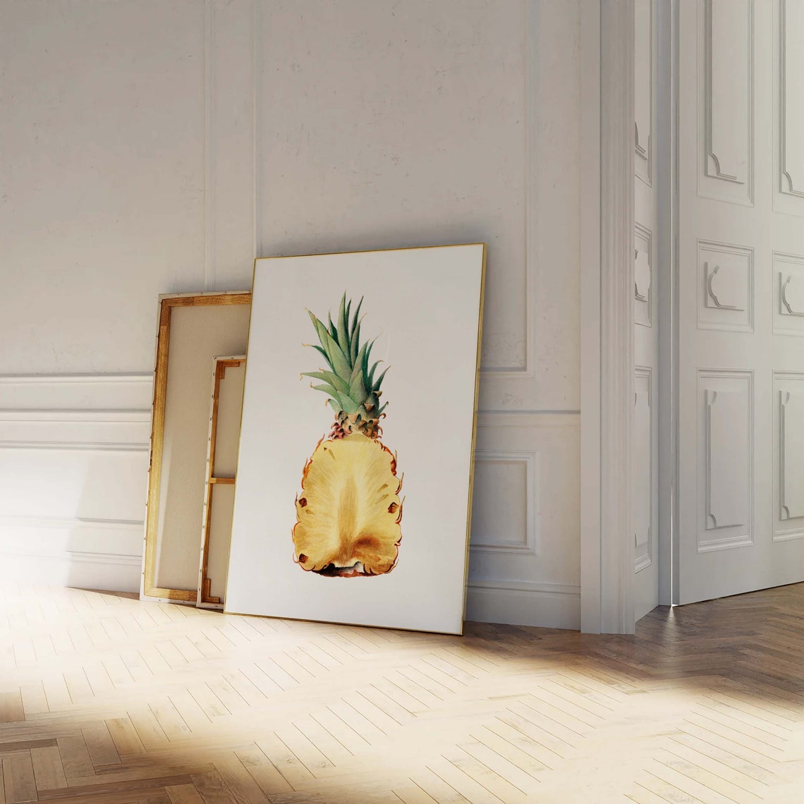 Vintage Botanical Pineapple Half Cut Fruit Illustration Poster - Image 2