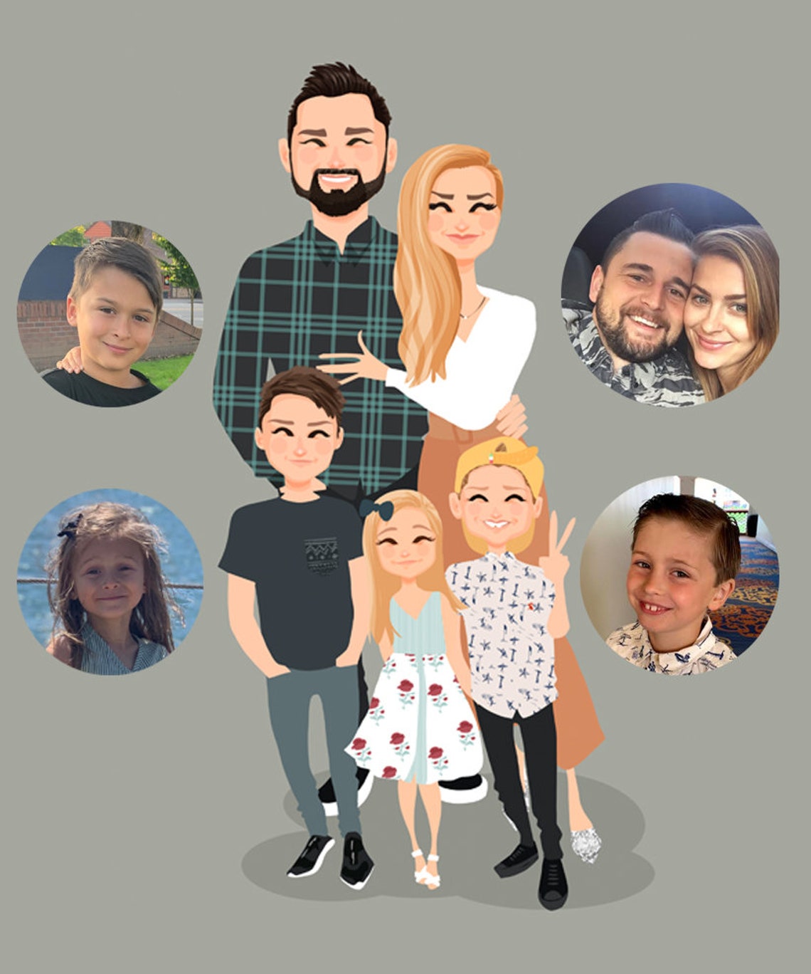 Custom Illustrated Large Family Portrait With Ten People Poster - Image 2