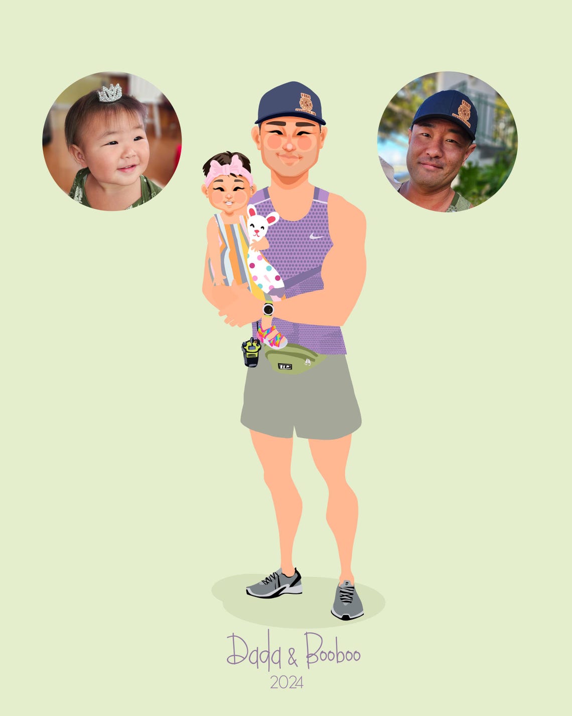 Dada and Booboo Custom Runner Dad with Toddler Portrait Poster - Image 5