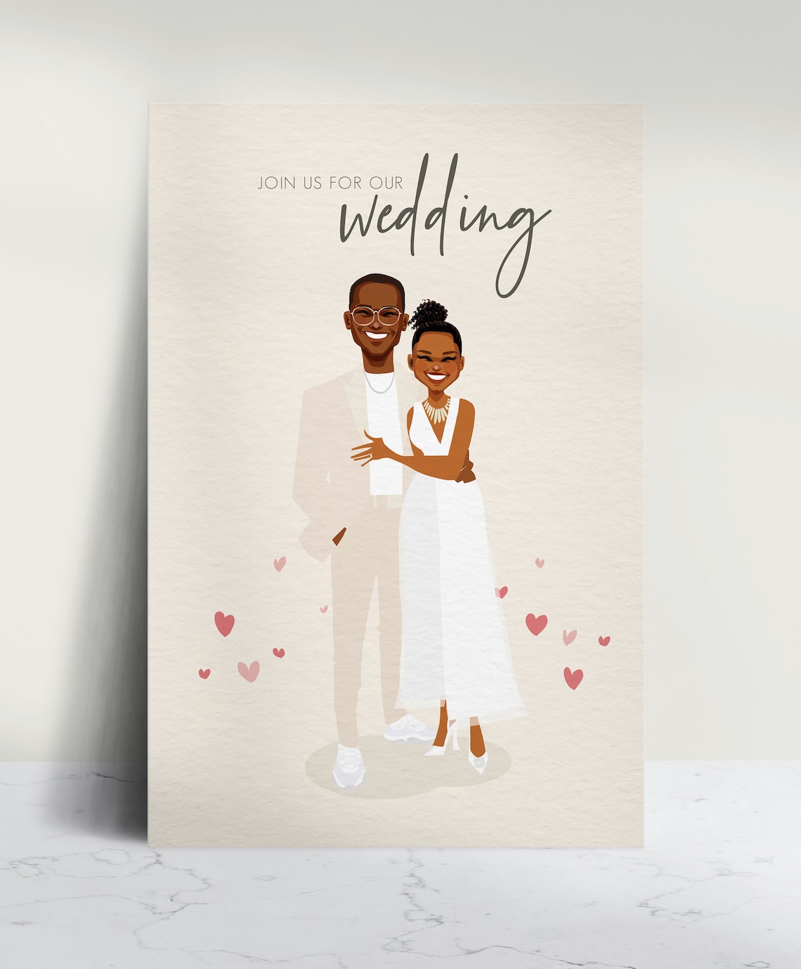 Custom Illustrated Wedding Invitation for Courtney and Justin Poster - Image 6