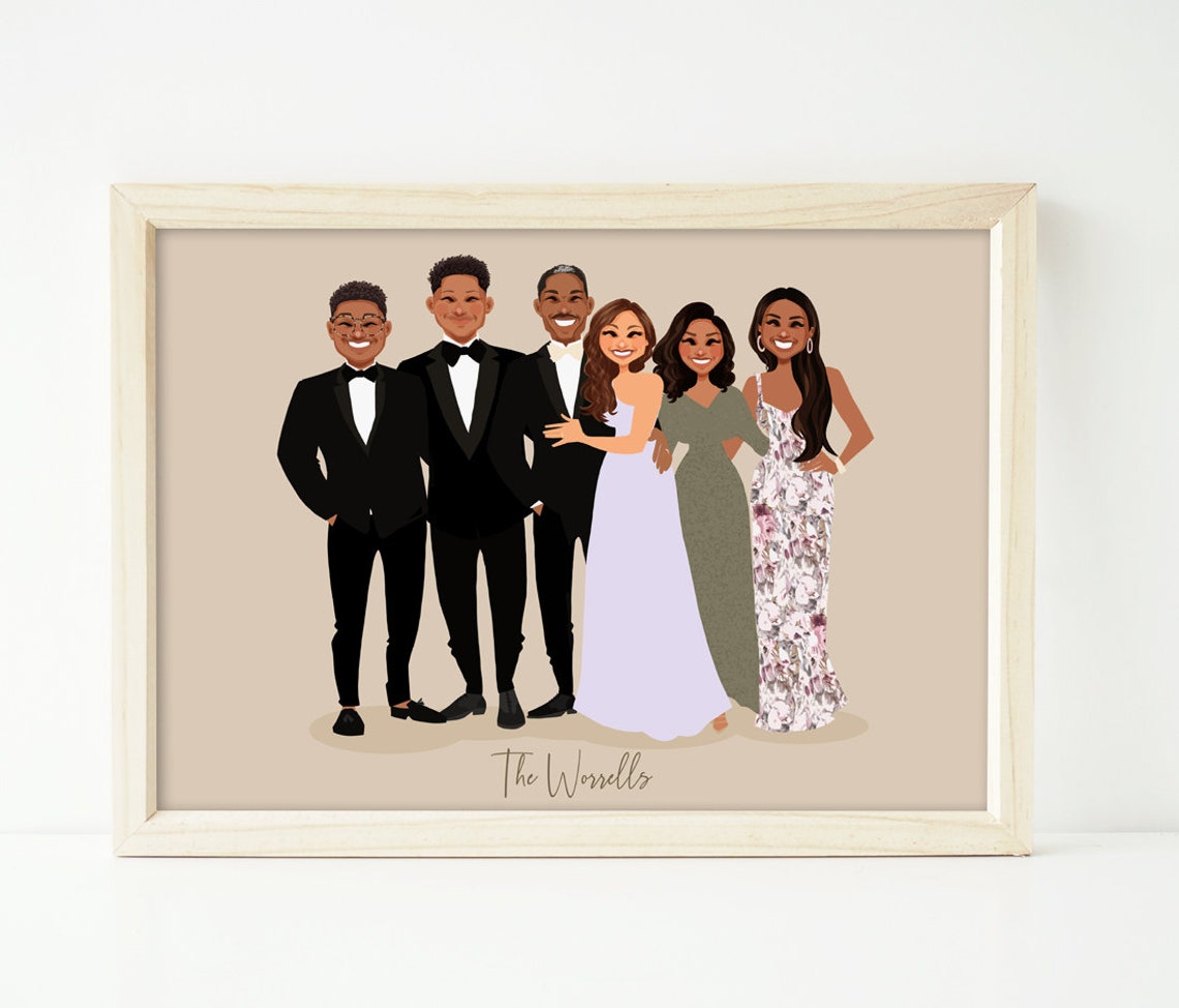 Custom Modern Flat Big Family Portrait Monochrome Outfit Poster - Image 4
