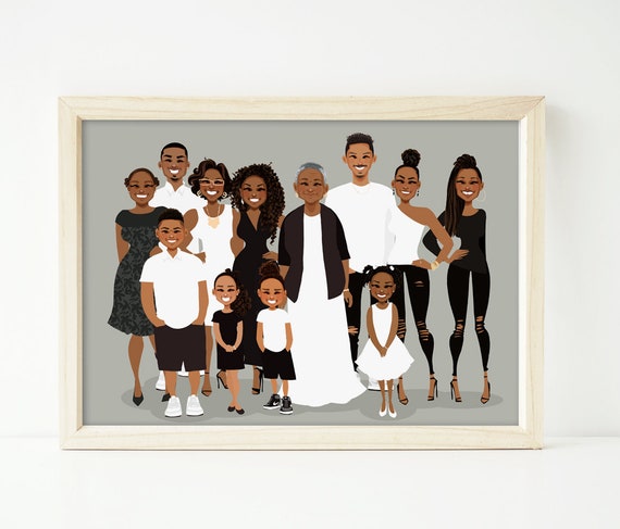 Custom Modern Flat Big Family Portrait Monochrome Outfit Poster