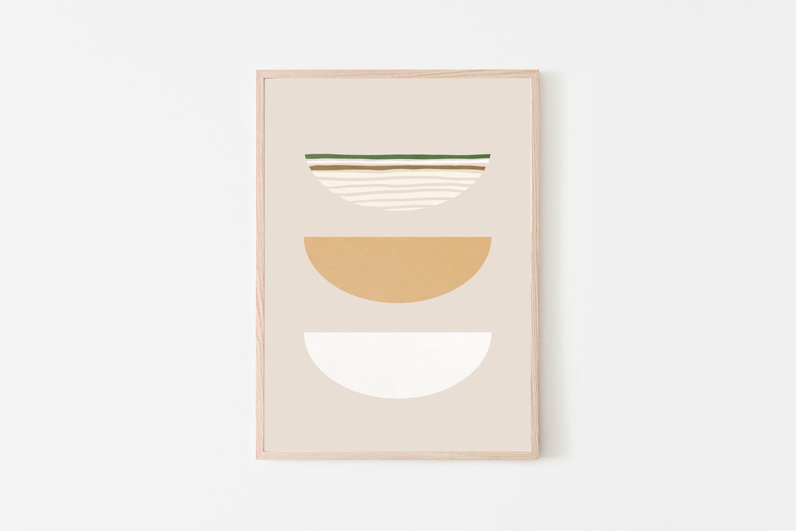 Minimalist Pho Bowl Abstract Beige Modern Kitchen Dining Art Poster