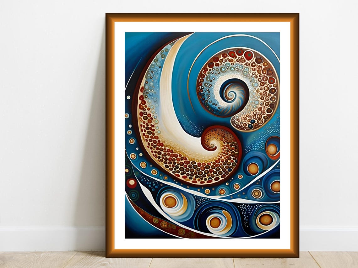 Ocean Octopus Tentacle Spiral Nautilus Abstract Sea Art Poster