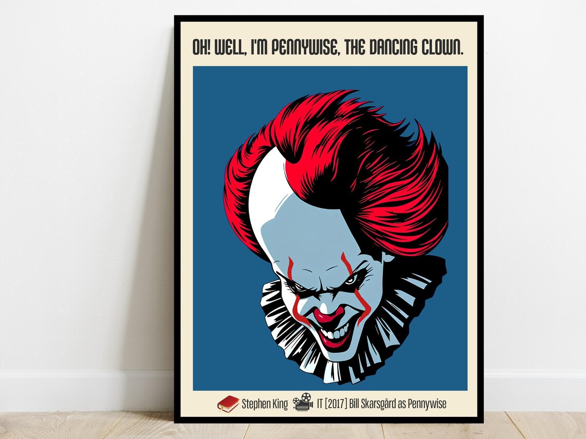 Pennywise Dancing Clown IT 2017 Horror Quote Poster Stephen King Retro Decor