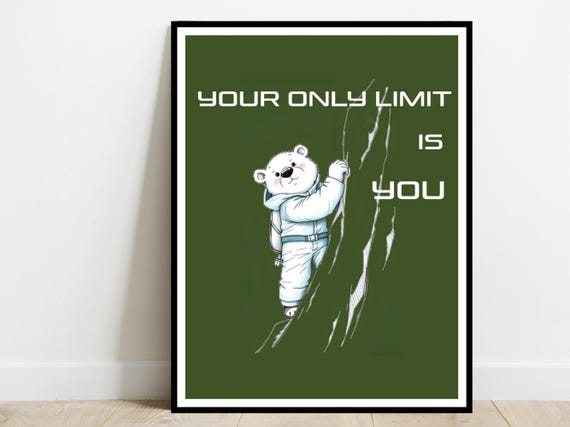 Your Only Limit Is You Motivational Art Print Office Home Gym Wall Desk Decor Inspirational Quote Poster