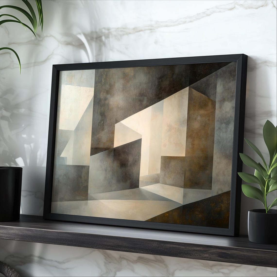 Warm Gray Abstract Geometric Light Modern Minimalist Art Print