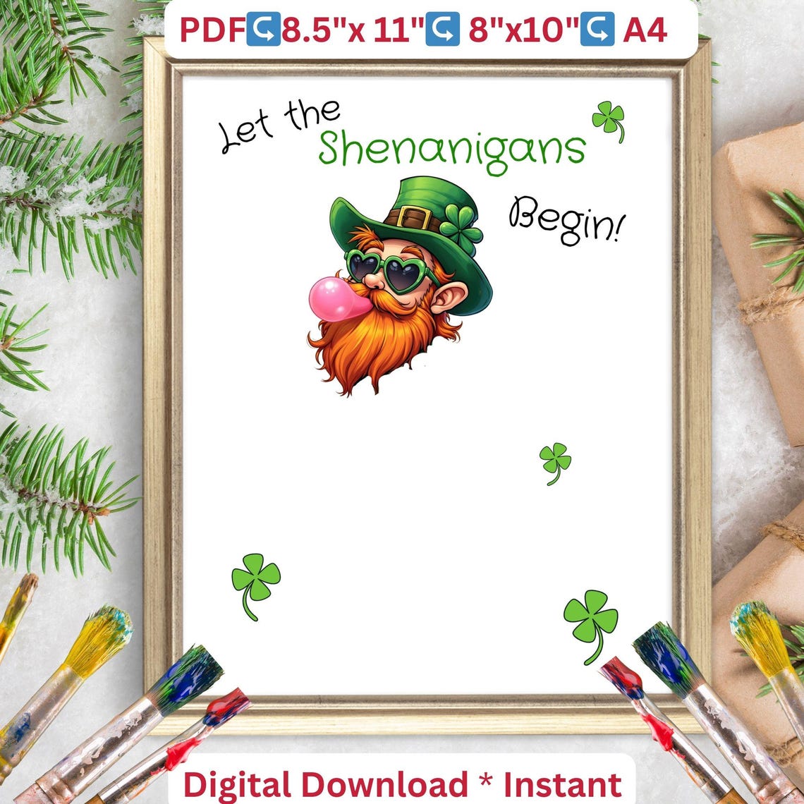 Let the Shenanigans Begin Leprechaun Handprint Craft St Patrick Poster - Image 2