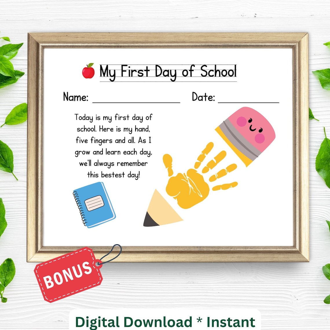 First Day Of School Handprint Craft Art Print