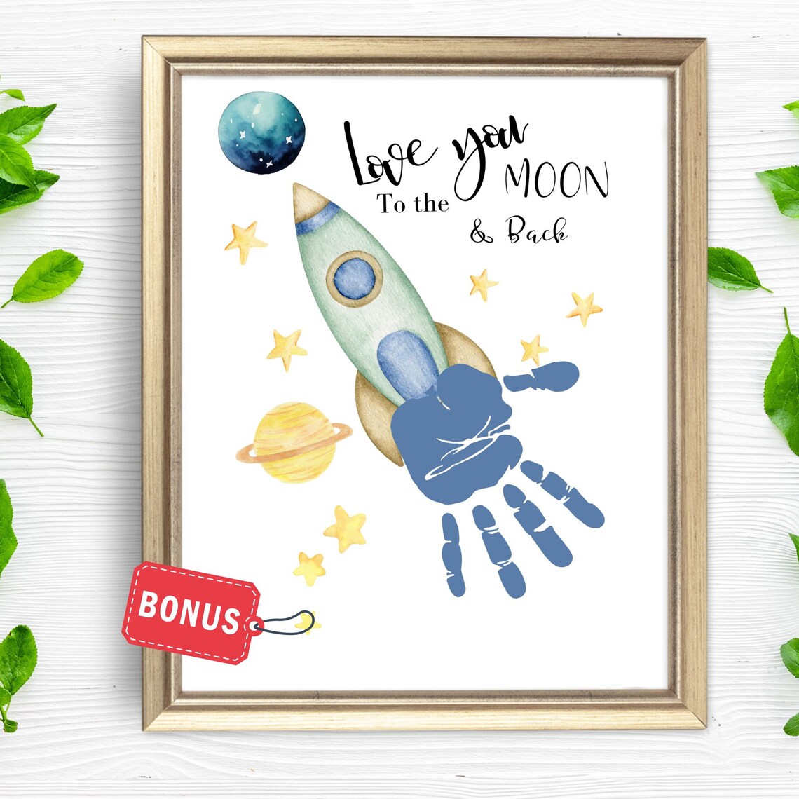 Fathers Day Handprint Craft Love You To The Moon Back Footprint Sign For Kids Preschool Daycare Toddlers Daddy Handprint Baby Keepsake