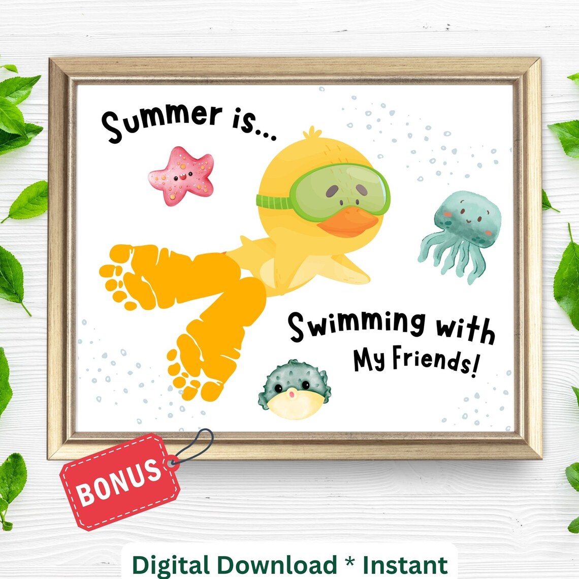 Summer Footprint Craft Duck Under Sea Art Print