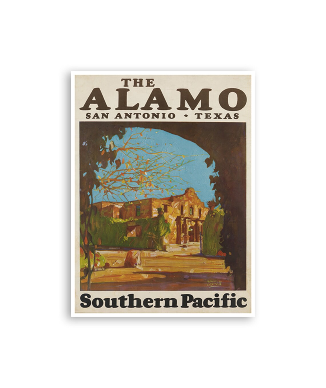 The Alamo San Antonio Texas Southern Pacific Vintage Travel Poster