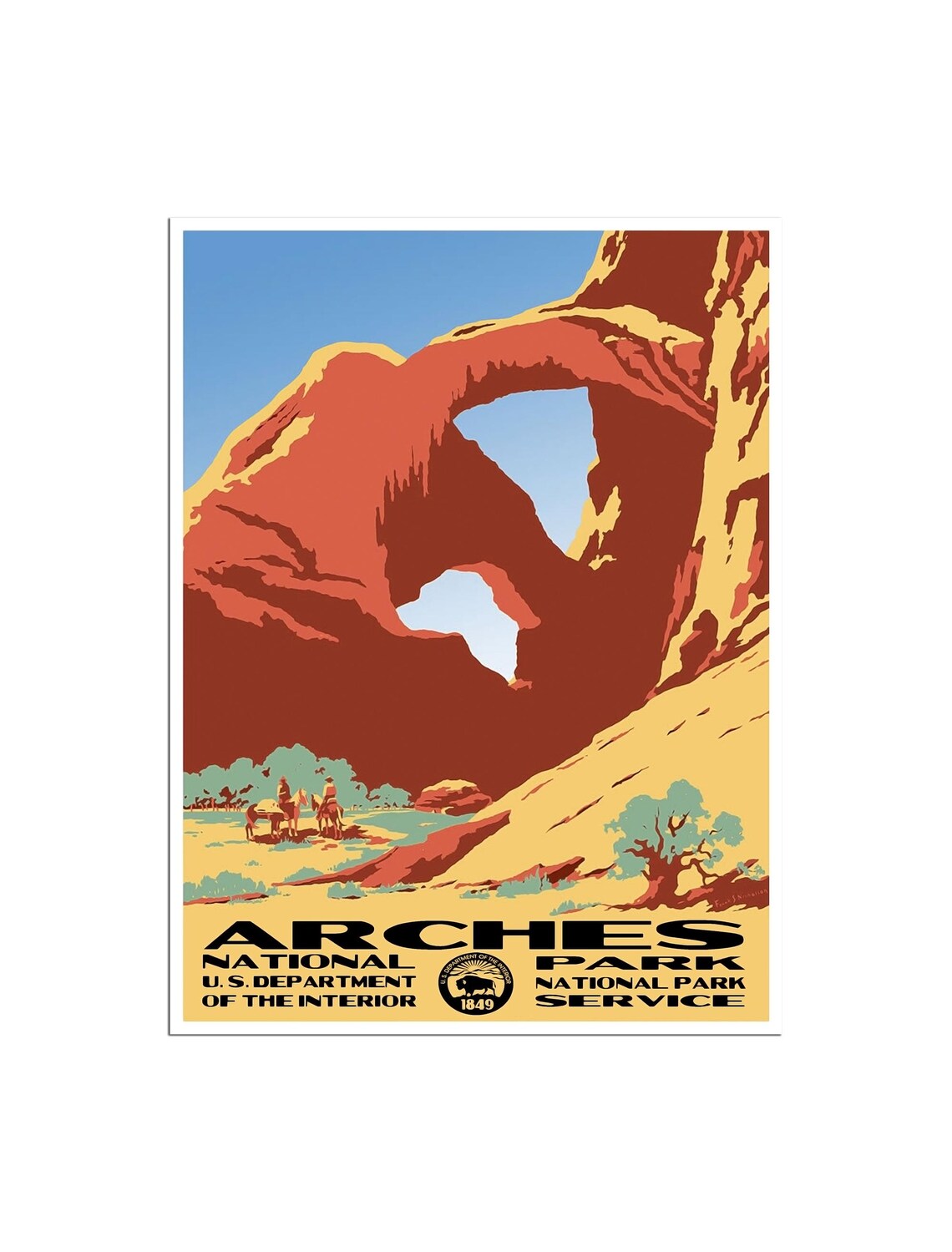 Arches National Park Sandstone Arches Utah WPA Style Travel Poster