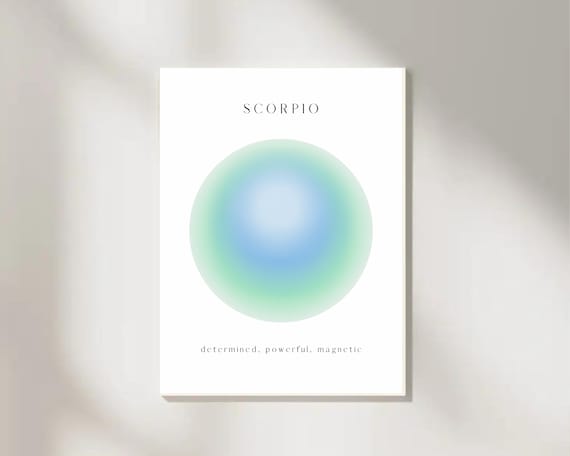 Scorpio Zodiac Aura Gradient Blue Green Spiritual Astrology Minimalist Print