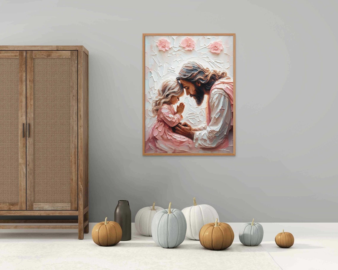 Little Prayers Christian Art Jesus And Little Girl Prayer Jesus Picture Lds Art Bible Painting Jesus With Children Jesus Praying Girl - Image 2