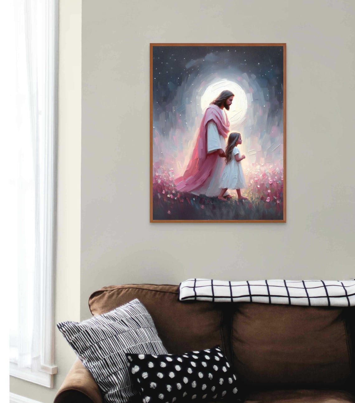 A Calm Evening Modern Christian Art Jesus With Girl Jesus Prints Lds Painting Bible Art Jesus And Kids Christian Painting Jesus Art - Image 3