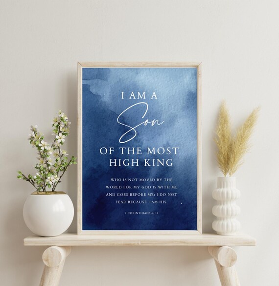 2 Corinthians 618 I Am A Son Of The Most High King Art Bible Verse Christian Decor Print Nursery Print