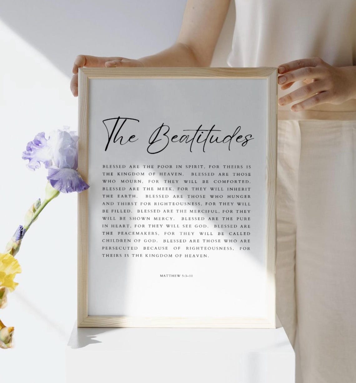 The Beatitudes Matthew 5:3-10 Full Scripture Text Minimalist Poster - Image 3