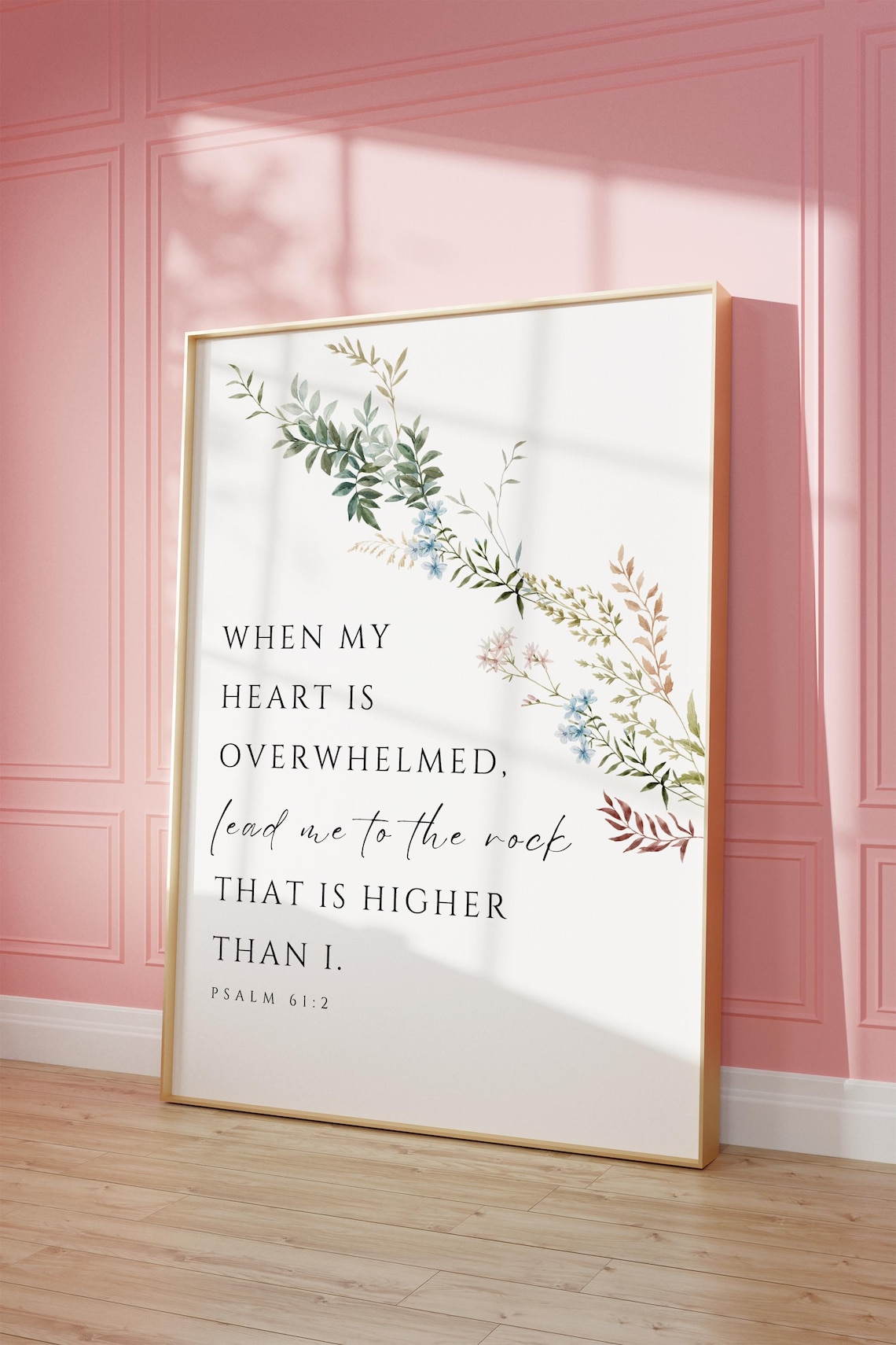 Psalm 61:2 Bible Verse, Minimalist Art Print