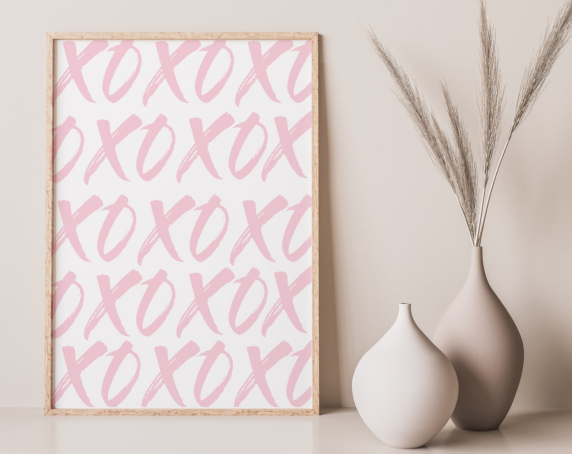 X And O Print Bedroom Print Xo Bedroom Poster Bedroom Pink Prints Pink Wall Art Teen Bedroom Wall Decor Hugs Kisses Prints - Image 2