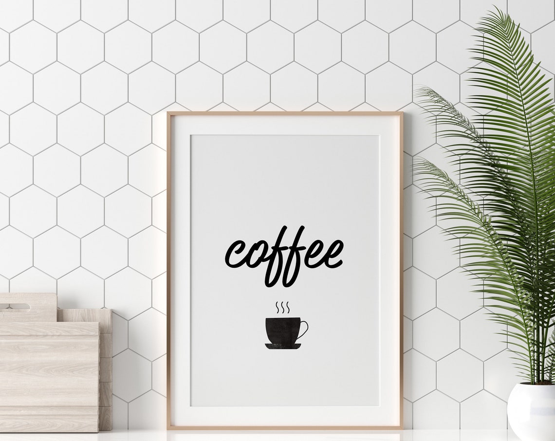 Chic Minimalist Coffee Script Cup Kitchen Coffee Bar Wall Art - Image 4