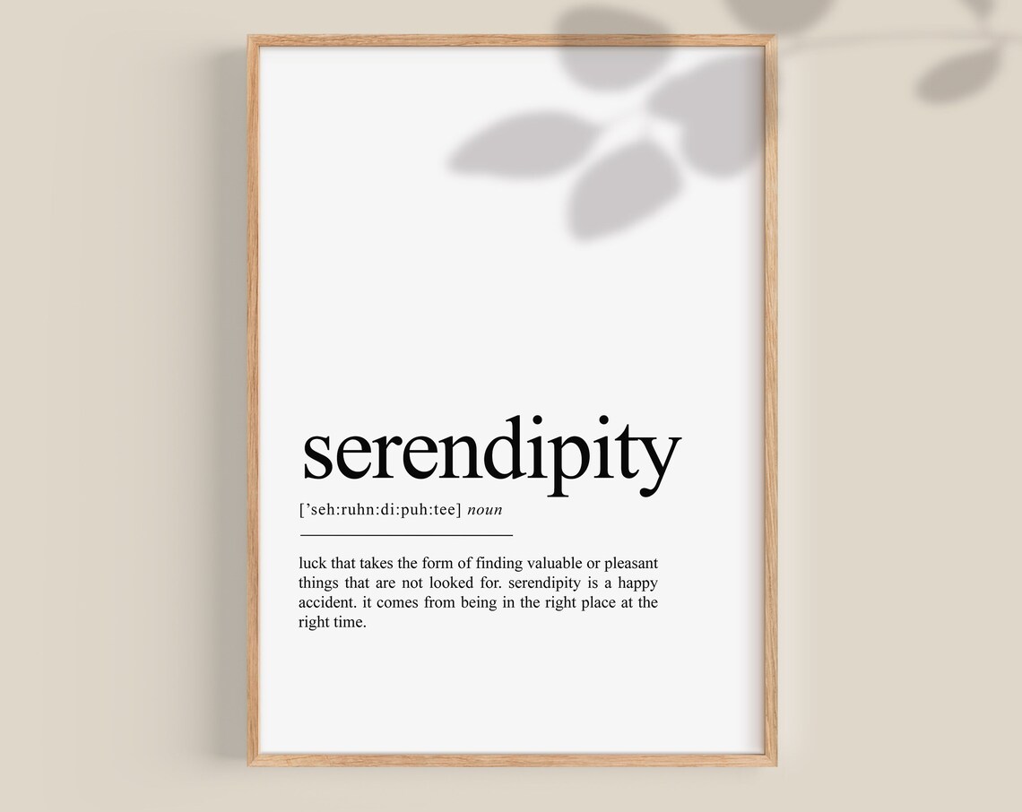 Serendipity Definition Quote Print, Bedroom Wall Decor