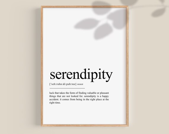 Serendipity Definition Quote Print, Bedroom Wall Decor