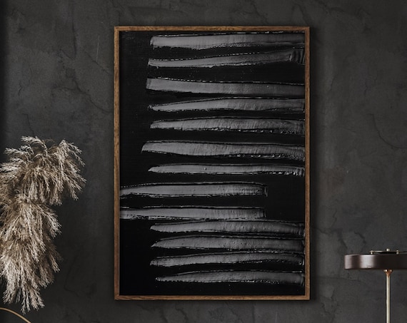 Pierre Soulages Horizontal Black Brushstroke Dark Abstract Gallery Poster