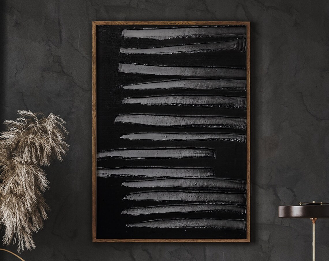 Pierre Soulages Horizontal Black Brushstroke Dark Abstract Gallery Poster