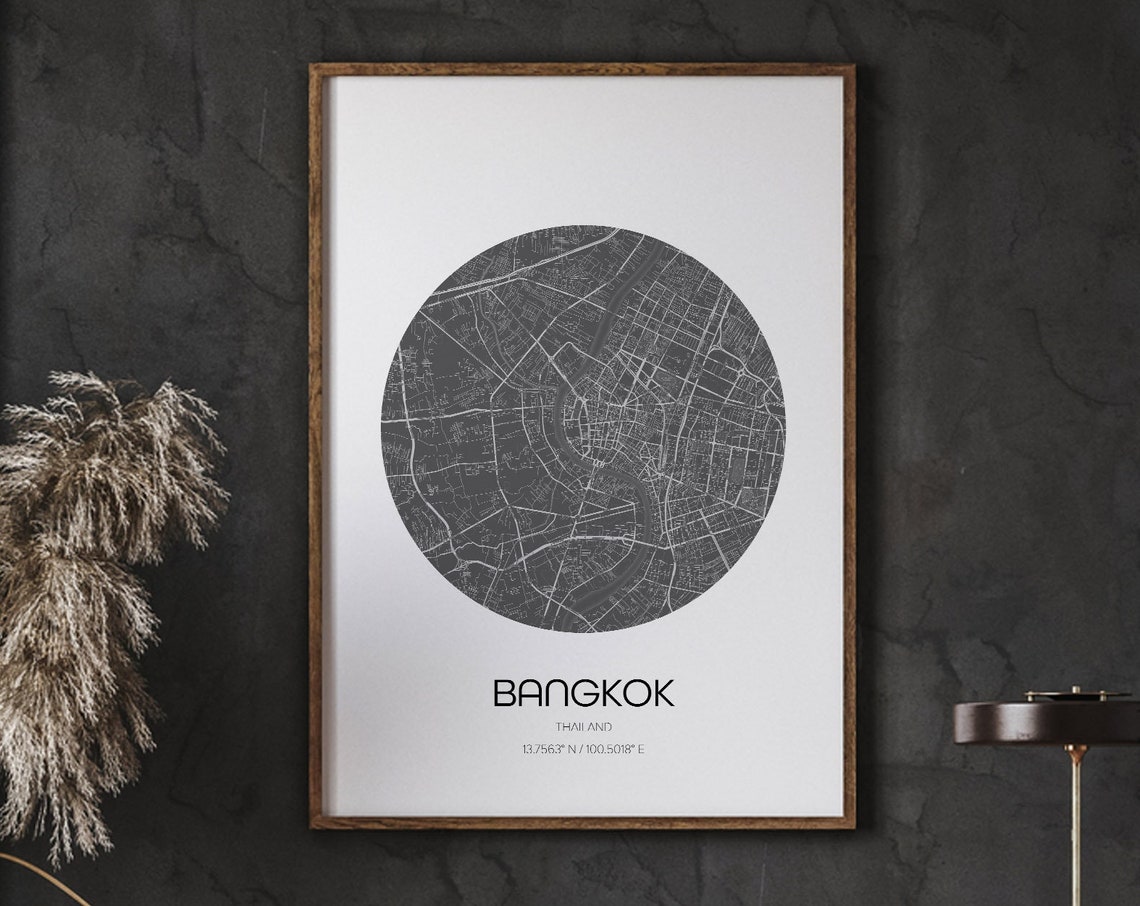 Bangkok Map, World City Poster