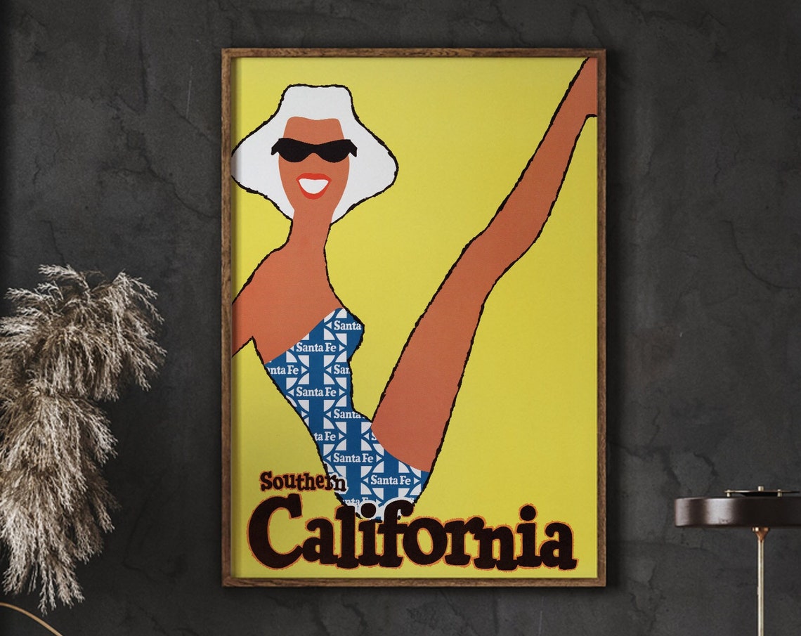 Southern California Santa Fe Retro Swimwear Vintage Travel Poster