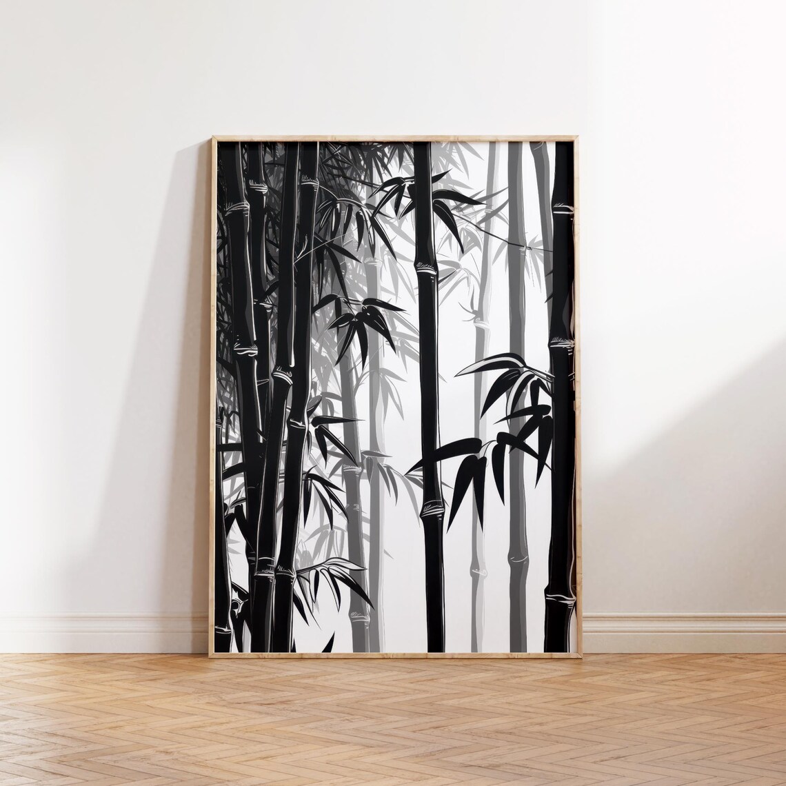 Monochrome Bamboo Grove Zen Japanese Forest Minimalist Poster - Image 3