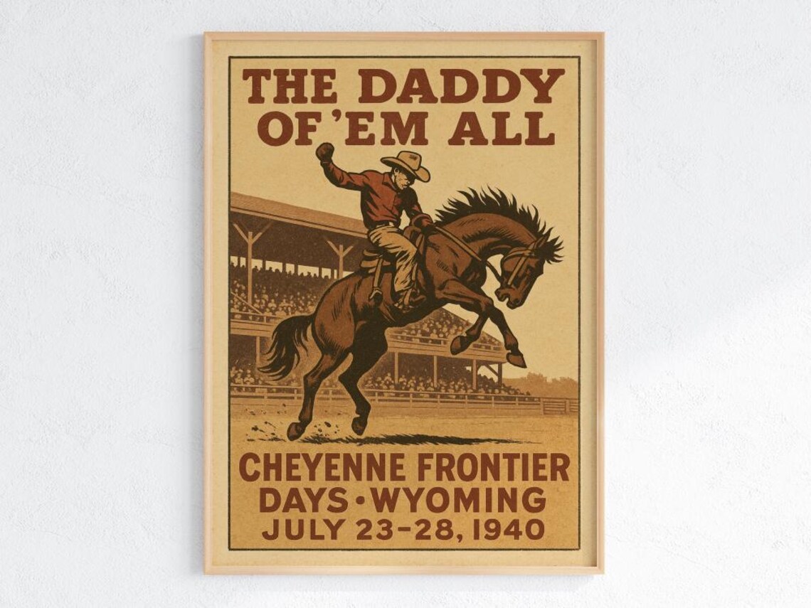 Cheyenne Frontier Days 1952 Vintage Western Rodeo Poster