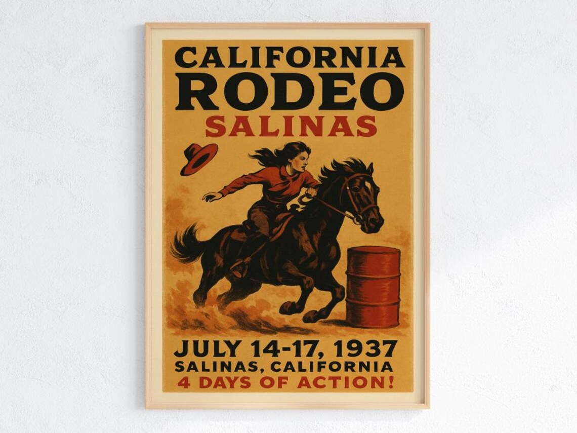 1937 Rodeo Salinas Vintage Western Art Print