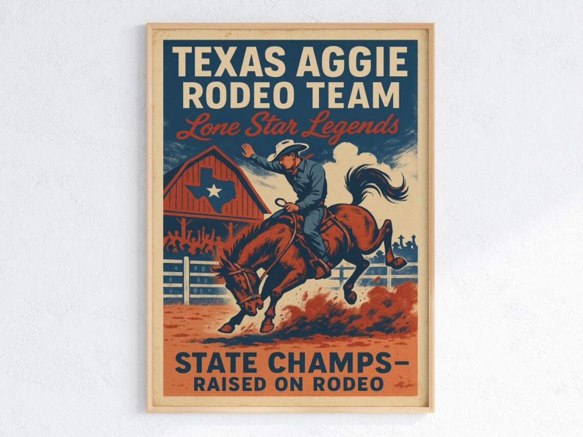 Texas Aggie Rodeo Team Vintage Western Poster Print