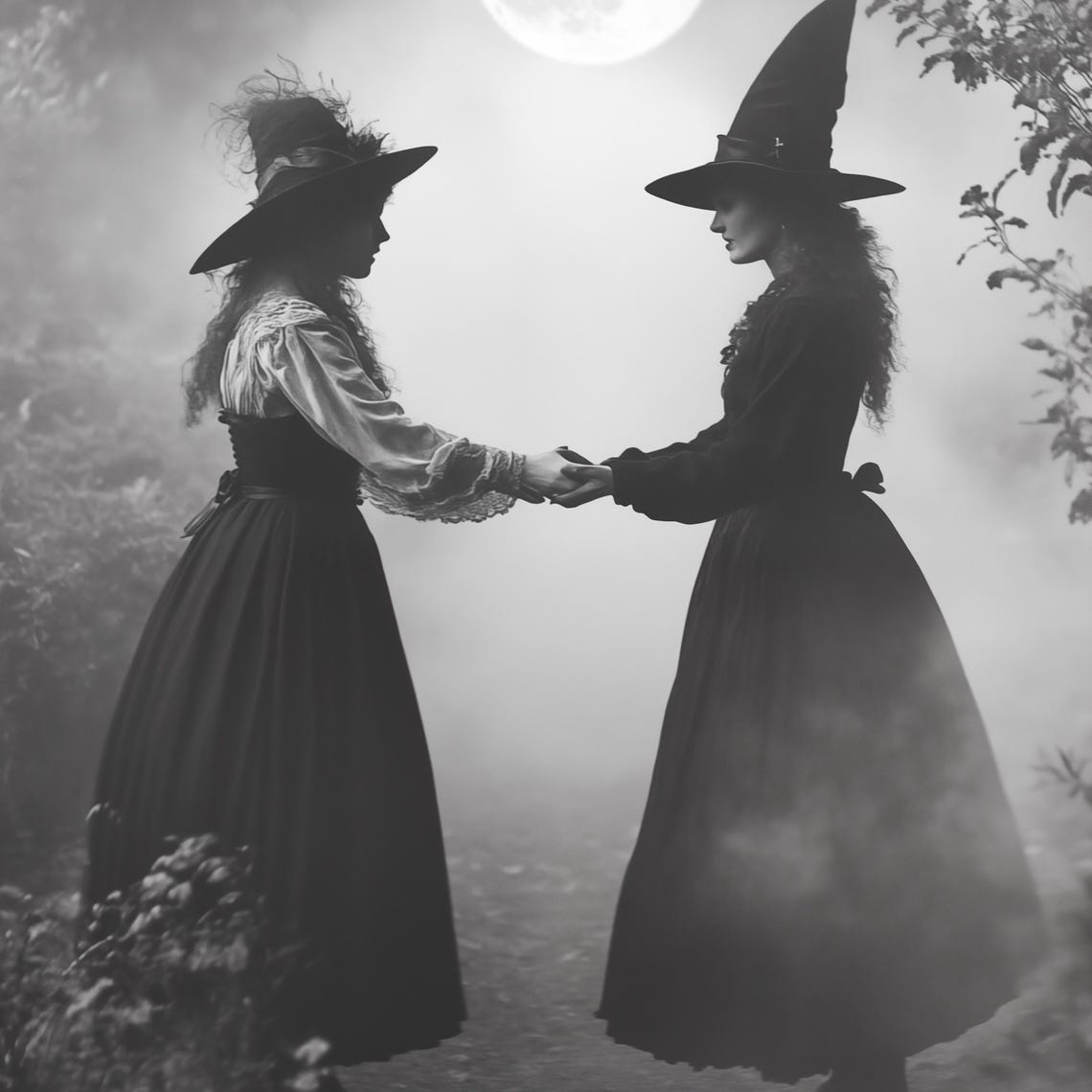 Two Witches Dancing Together Under The Full Moon Magic Poster - Image 4