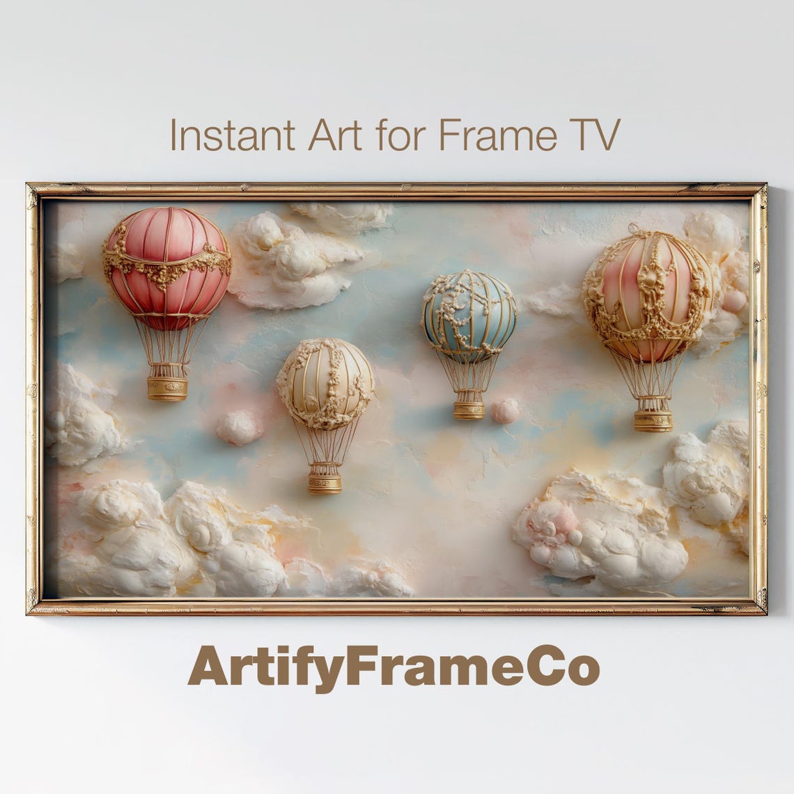 Vintage Hot Air Balloons Ornate Clouds Nostalgic Sky Adventure Poster