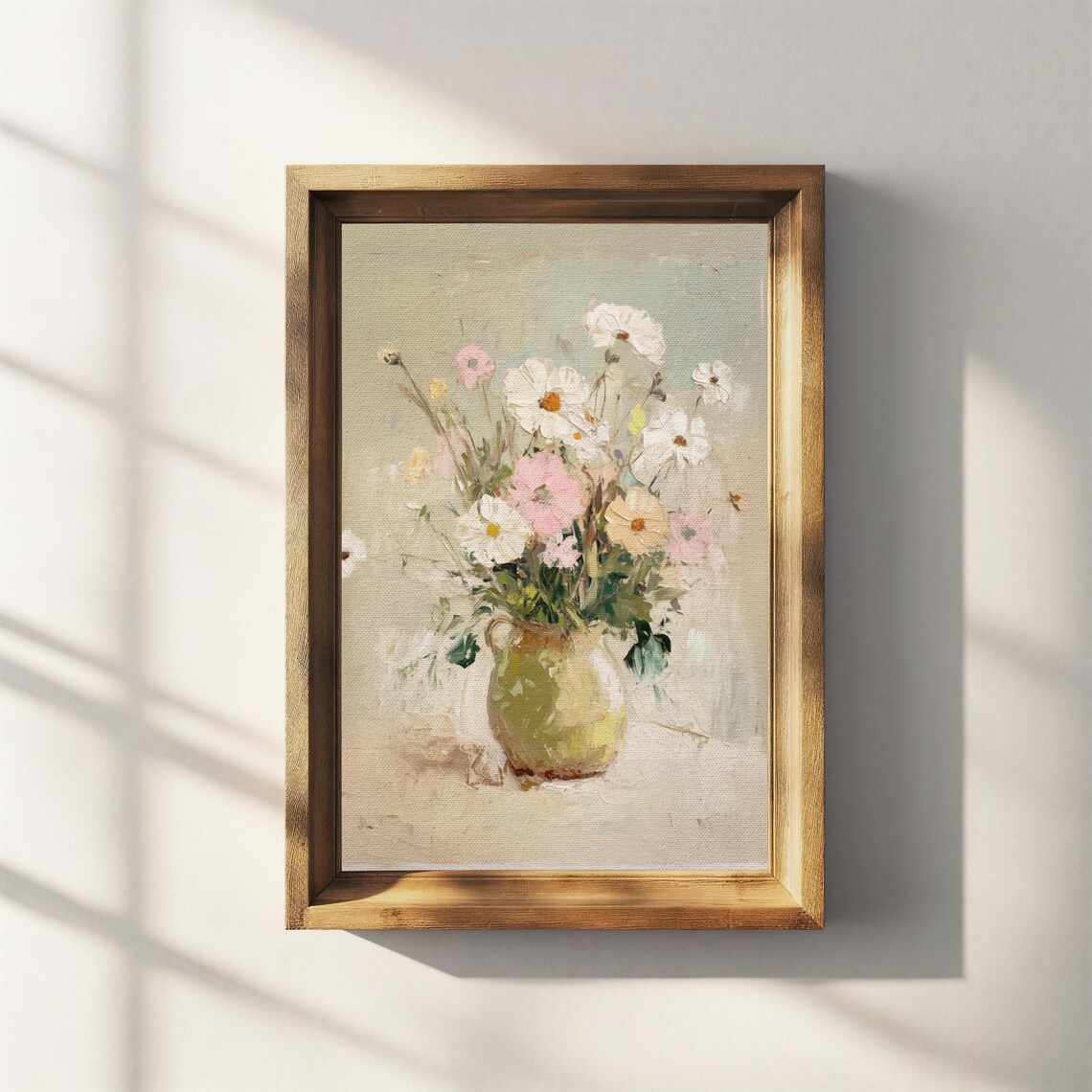 Wildflower Bouquet in Vase Muted Vintage Still Life Floral Poster - Image 3
