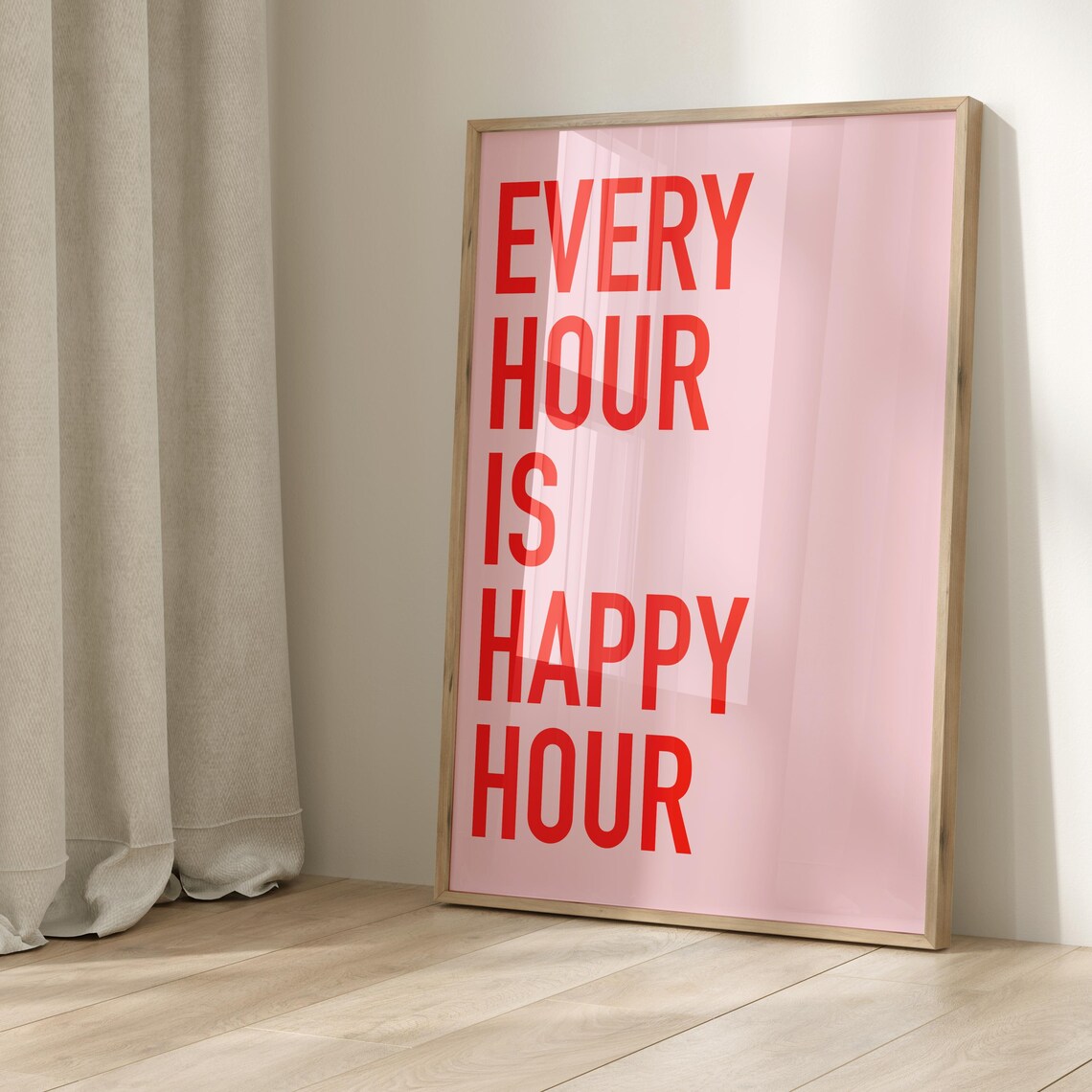Every Hour Is Happy Hour Pink Cocktail Quote Bar Cart Wall Art - Image 2