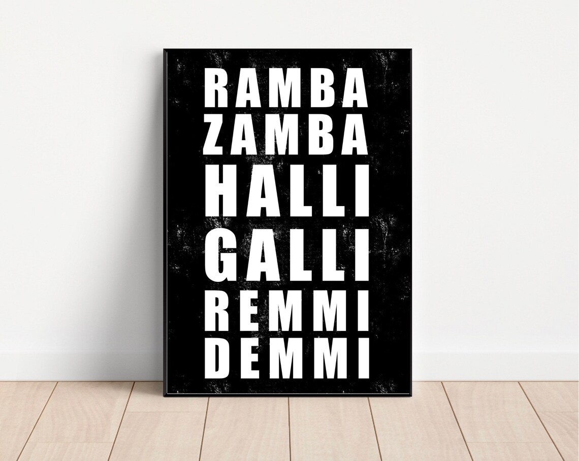 Ramba Zamba Halli Galli Minimalist Welcome Poster