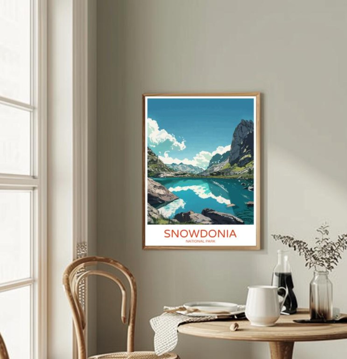Snowdonia National Park Mountain Lake Colorful Wales Travel Poster - Image 2