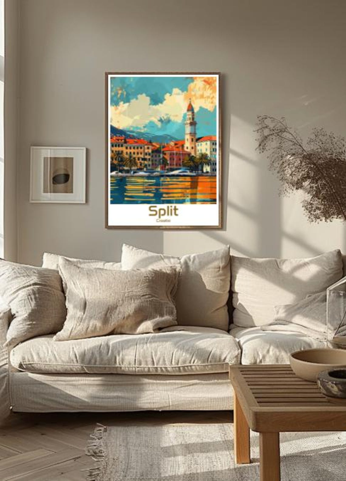 Split Croatia Harbor Bell Tower Golden Sunset Reflections Poster - Image 3