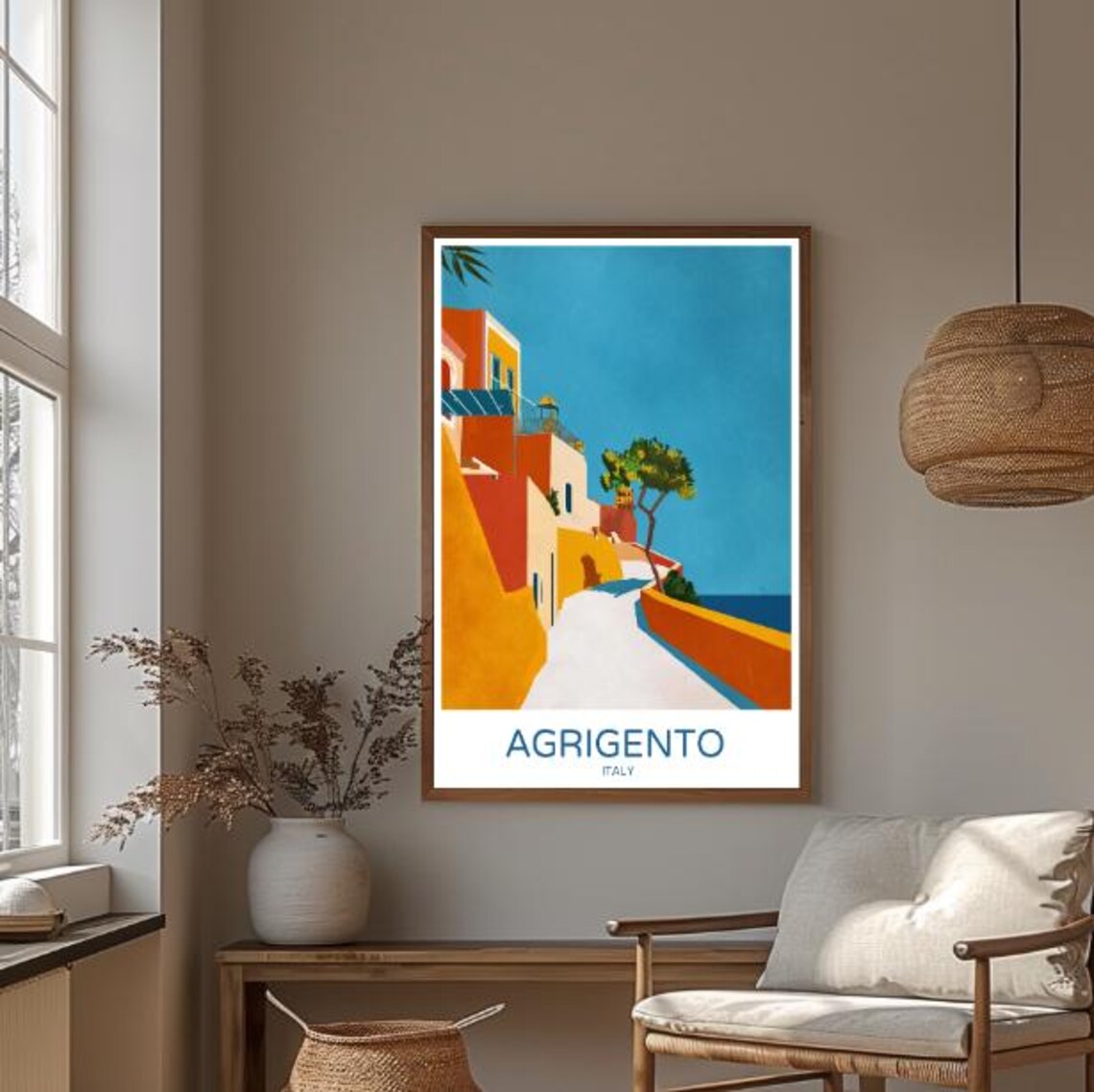 Agrigento Italy Coastal Village Poster With Terracotta Houses Sea Path - Image 3
