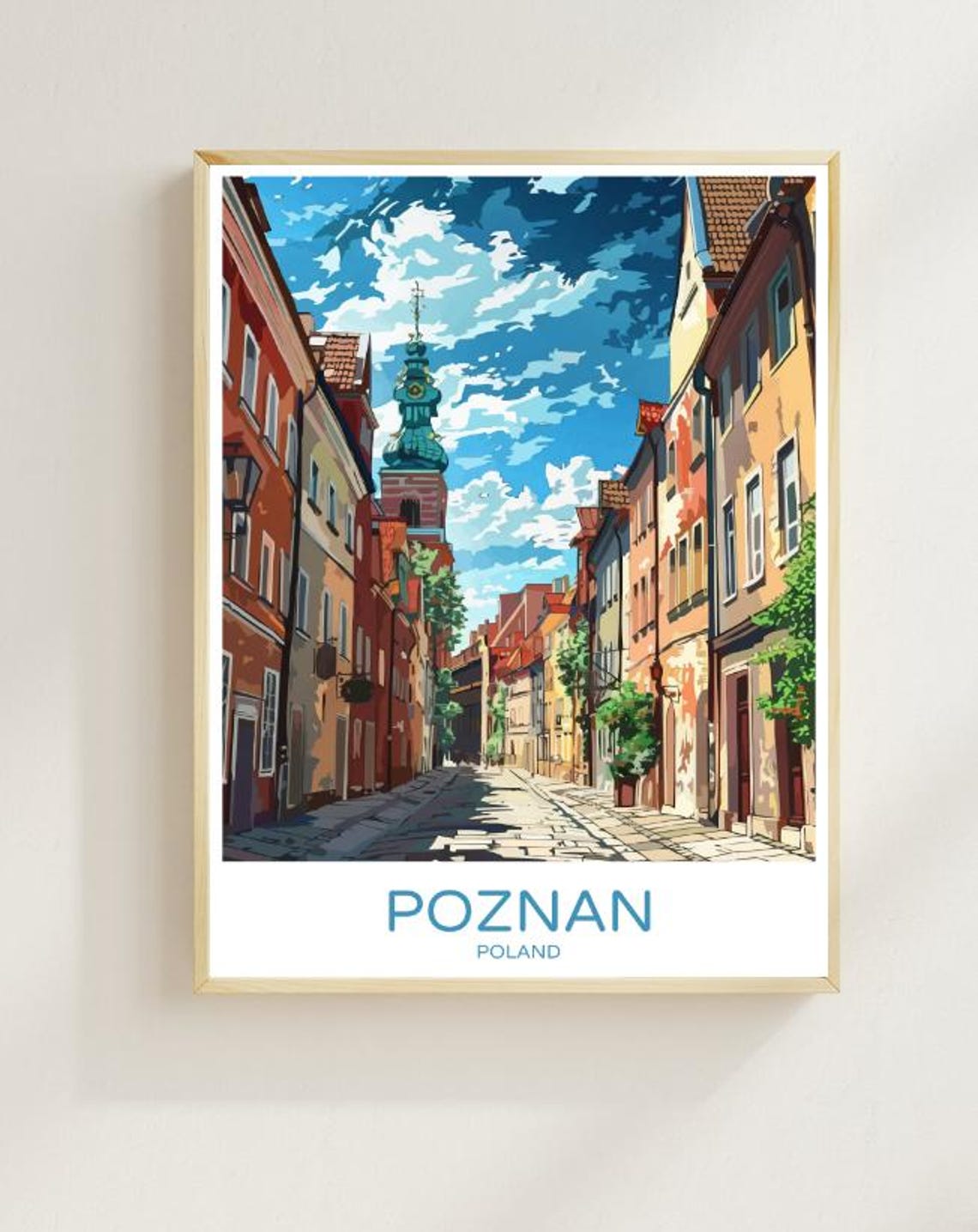 Pozna Poland Travel Postercharming Cityscape Wall Art Of Old Market Square Pozna Print Historic Decor Polish Artwork Urban Landscape